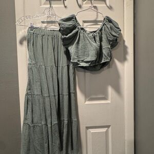 Elegant Green Skirt Set